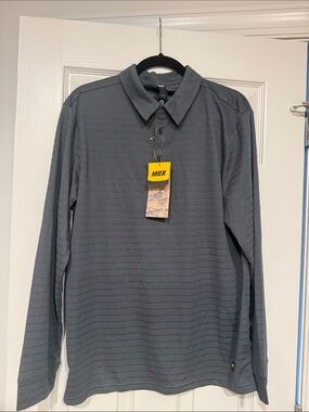 MIER Men's Long-Sleeve Dark Gray Polo